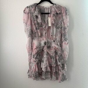 NWT Olivaceous Long Sleeve Ruffle Mini Dress Medium